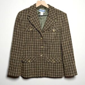 Pendleton VTG Womens Wool Blazer Jacket 8 Brown Plaid Academia Gilmore Girls 90s